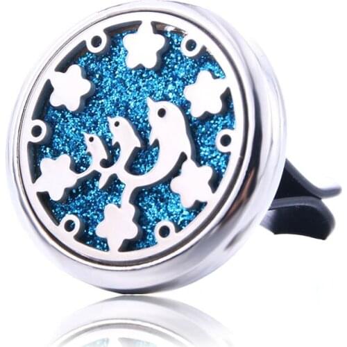 Dolphin Family Car Air Diffuser Stainless Steel Vent Freshener Car Essential Oil Diffuser Perfume Aromatherapy Necklace Locket