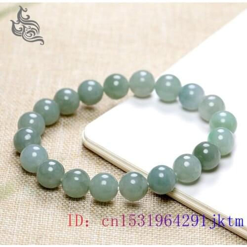 Jade Beads Bracelet Men Jadeite Charm Gift Elastic Women Gemstone Emerald Amulet Fashion Natural Jewellery Bangle