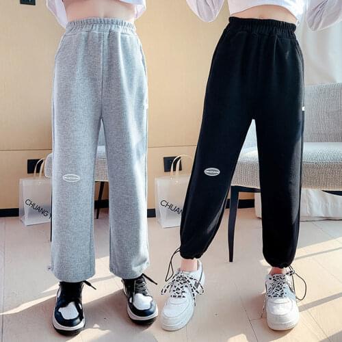 NEW Fashion Girl Wide Leg Pants Loose Leisure Sports Spring Autumn Breathable Clothes Student Teens Long Trousers Comfort Summer
