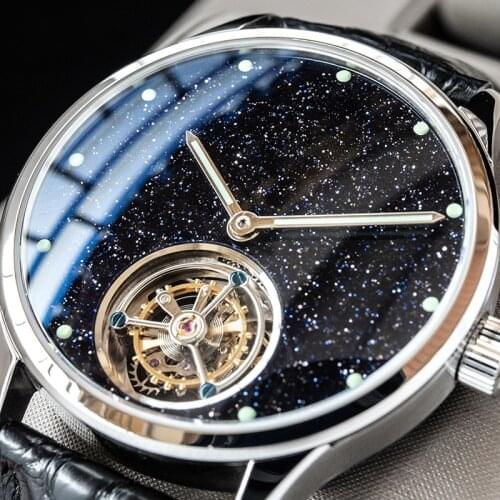 Blue Stone DialReal ST8230Seagull Tourbillon Movement Watch Men Luxury Mechanical Wristwatch Glamor Master Clock Reloj 2021 New