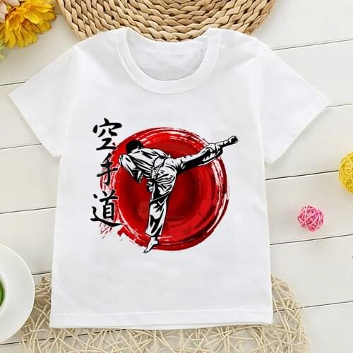 Kids Boy T-shirt Karate Taekwondo Girl Cartoon Tops Cute Baby Tees Children Costume Summer Print Clothes Fashion T Shirts,YKP134