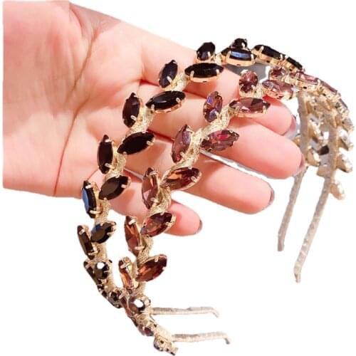 Rhinestone Crystal Baroque Hairbands For Women Girls Hair Accessories Korea Slim Retro Headband Crown Flower Head Wrap Wholesale