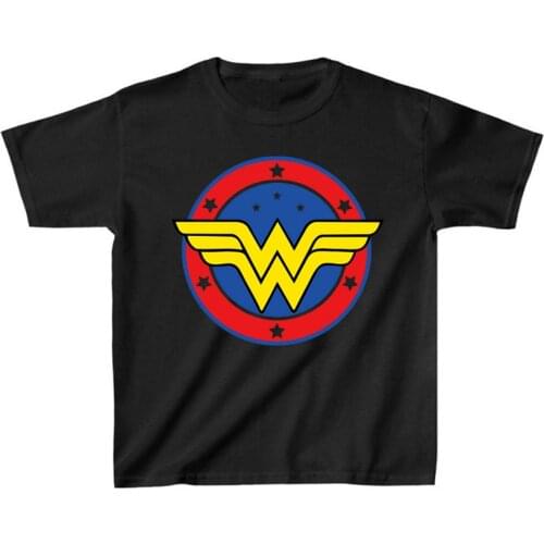Wonder-Woman T-Shirt Feminist Shirt Superhero Shirts Girl Power Tee Kids Graphic Tees Summer Short Sleeve Tshirt Chilidren Tops