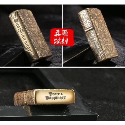 Chief Kerosene Lighte Pure Copper Five Side Fine Carving Classic Engle Pattern Outside Tool Men Business Gift With Box
