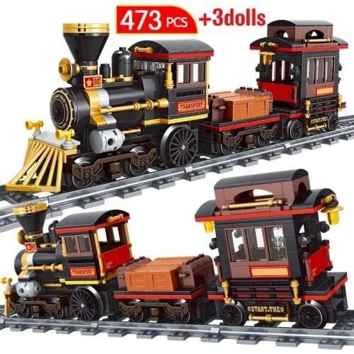 City Classical Train Railway Track Building Blocks High-tech Creative Christmas Rail Train Station Bricks Toys for Children