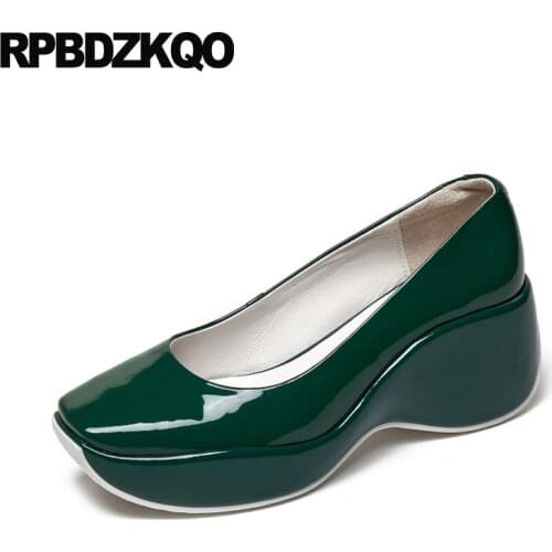 2018 Shoes Casual Ladies Walking Pumps Suede Genuine Leather Designer 3 Inch Gray High Heels Size 4 34 Female Round Toe Wedge