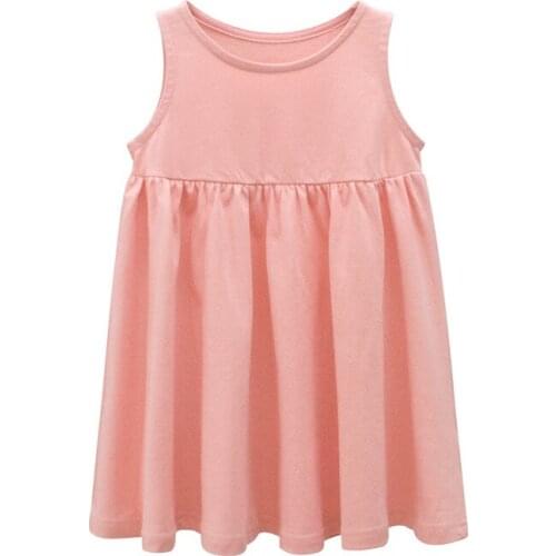 2021 Girls Summer New Dress Lovely Solid Color Sleeveless Vest Childrens Simple Suspender A-line dress