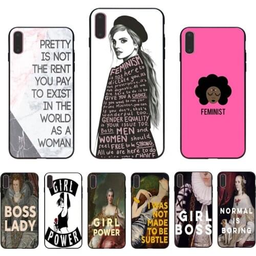 IMIDO Feminism retro oil painting poster art pattern Soft silicone case For iPhone X XS XR Xsmax 5 6 7 8 7/8/6s/6plus 5/6S shell