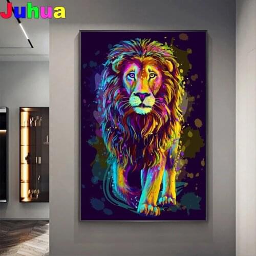 Colorful Lion 5d diy diamond painting cross stitch full drill animal picture diamond embroidery gift home decor drop shipping