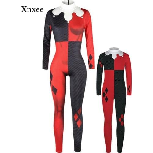 Parent-Child Outfit Superhero Harleen Quinzel Cosplay Kids Sexy Jumpsuit Catsuit Character Costumes Halloween Women Bodysuit