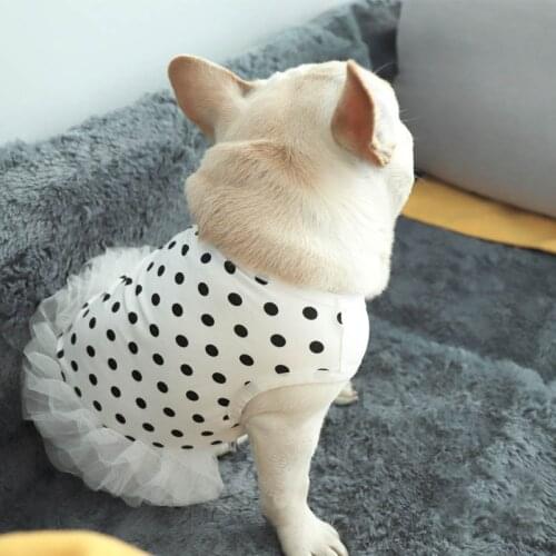 Fat Dog Clothes Dot Classic Dog Tulle Dress Pet Wedding Dresses For Medium Large Dogs Clothes French Bulldog Pug Pet Clothing