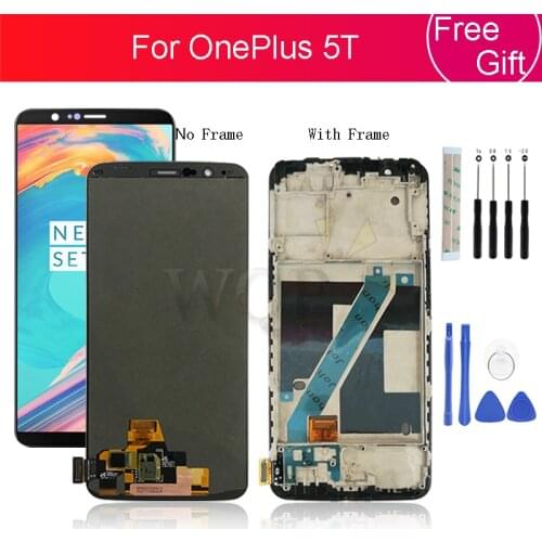OLED for Oneplus 1+5T LCD Display Touch Screen Digitizer Assembly with frame For 1+5t A5010 LCD Display Screen Replacement 6.0