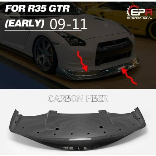 For Nissan R35 GTR Early 09-11 Amuse Style Carbon Fiber Front Lip With Undertray Glossy Carbon Bumper Splitter Tuning Body Kit