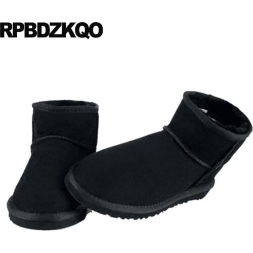 Short shoes booties slip on designer snow australian black plus size flat faux fur ankle snowboot suede winter men boots with