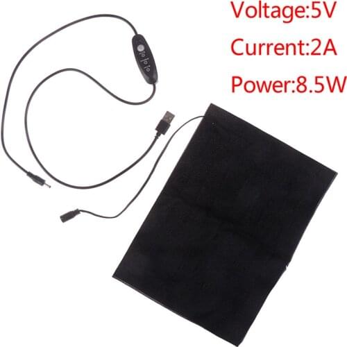 1pc Portable USB Electric Heating Pad 3 Gear Adjusted Temperature DIY Thermal Vest Jacket Clothing Heated Pads Warmer