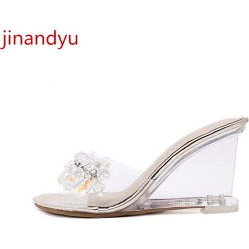 Size 34-43 Womens Wedge Heels Woman Slippers Summer Open Toe Sandals for Women Shoes High Heel Sandalias Transparentes Mujer