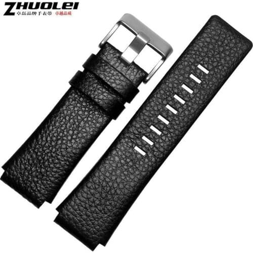 30mm 28mm Black New High quality Watch Band Mens strap For DZ1089 DZ1123 DZ1132 Substitute Convex mouth strap 30*22mm black