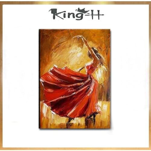 Figure painting jump ballet girl dressed in red figure painting hand-painted wall on the canvas sitting room adornment household
