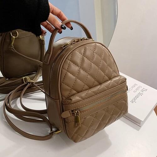 Lattice Luxury Bagpack Soft Leather Backpack School Bags for Teenage Girls 2020 Small Travel Backpack Back Pack Sac A Dos Femme