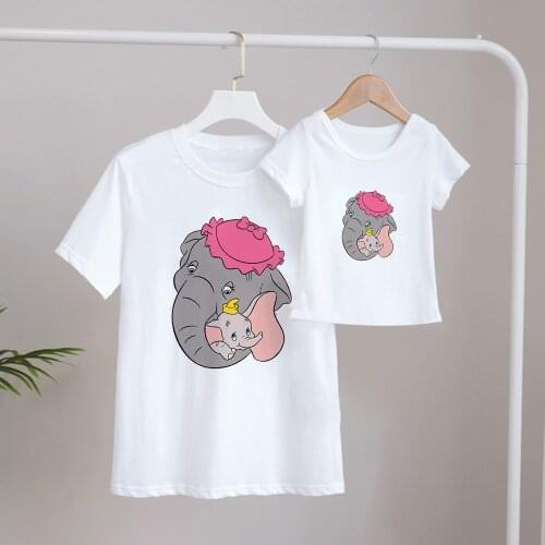 Family Matching Clothes Kids Flying Elephant Dumbo Tee Familly Dad Daughter Matching Outfits Shirt Mama Family Look Tshirt