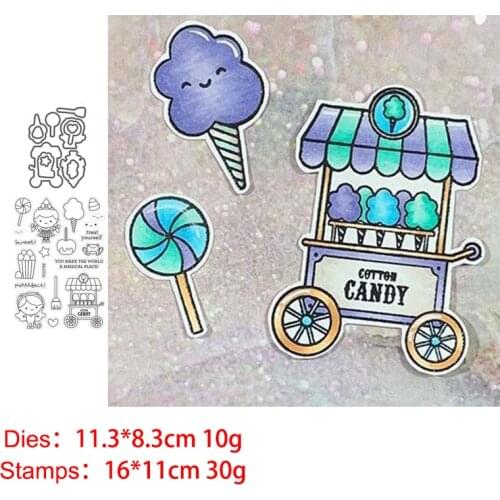 Girl Candy Cart Stamp and Dies 2021 Transparent Clear Silicone Stamp Cutting Die Set for DIY Scrapbooking Photo Decorative