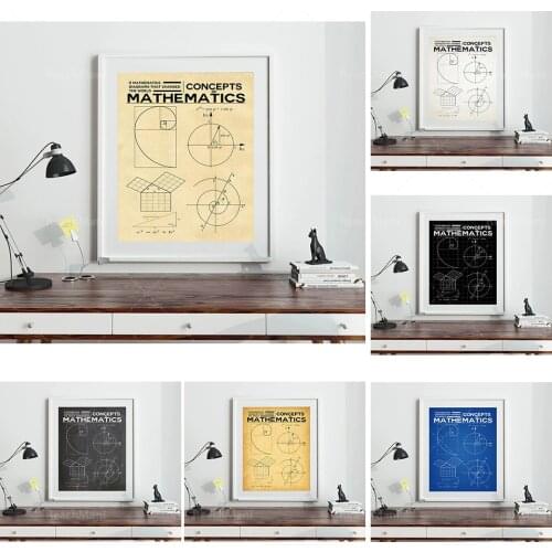 Fibonacci spiral wall golden ratio wall art poster mathematics student printing canvas painting teaching aid decoration picture