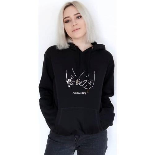 Promises Hands Men Women Couple Hoodies Spring Autumn Black Graphic Pullover Funny Long Sleeve Valentines Gift Hooded Sweatshirt