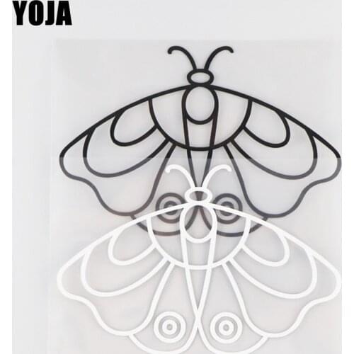 YOJA 14.3×9.6CM Lovely Moth Cartoon Vinyl Decal Animals Car Stickers Pattern Black/Silver 19C-0208