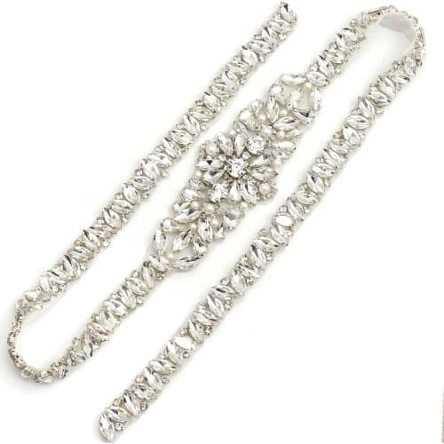 YANSTAR 5PCS Wholesale Full Length Rhinestones Appliques Sewing On Wedding Dresses Belt DIY Bridal Sash YS858