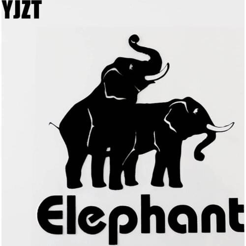 YJZT 15CM×15.2CM Fun Animal Elephant Playing Vinyl Car Window Sticker Decal Black/Silver 8C-0456