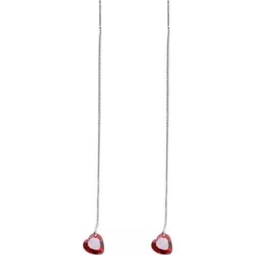 ZEMIOR 925 Sterling Silver Long Tassel Drop Earrings For Women Cute Heart Cubic Zirconia Earring Valentines Day Gift Jewelry
