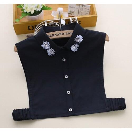 Women Black Shirt Fake Collar Adult Solid Color Detachable Collars Lapel Blouse Sweater Top Turn Down False Collars Neckwear