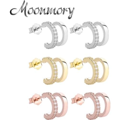 Moonmory 925 Sterling Silver Stereoscopic Half Round Piercing Earring For Women Unusual Luxury Earrings 2020 Trend Jewelry Gift