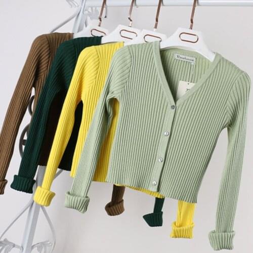 Fashion Candy Color Women Sweater Female Cardigan Outerwear 2017 Short Design Long Sleeve Women Cardigans Knitted Sweaters Tops