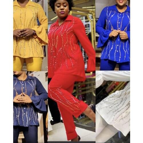African Clothes for Women Spring and Autumn African Women Long Sleeve Two Pieces Sets Top and Long Pant African Clothes Women