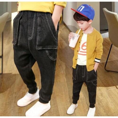 Winter Boys Thicken Denim Jeans Kids Loose Casual Jeans Trousers Children Warm Pants Denim Trousers Boys Clothes