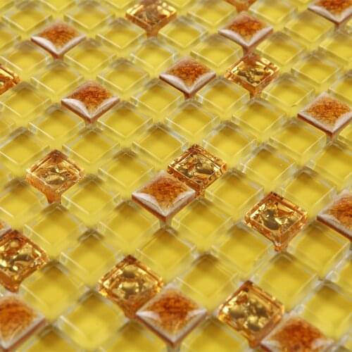 Gold yellow porcelain kiln ceramic crystal glass and stone mosaic tiles HMCM1053 kitchen backsplashl bathroom floor ceramic wall