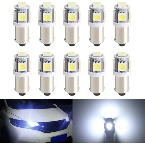 10pcs Car Marker Lamps Ba9s T4w 5050 SMD 5 LED Tower 96 Lumen Auto Wedge Marker Light LED Bulb DC12V white blue red