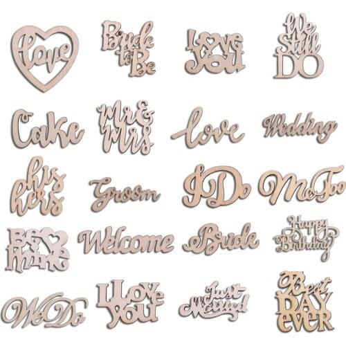 15/30pcs Wedding Decoration I Do Love Bride Letter Wood for Handmade Wooden DIY Craft Accessories Birthday Party Home Decor