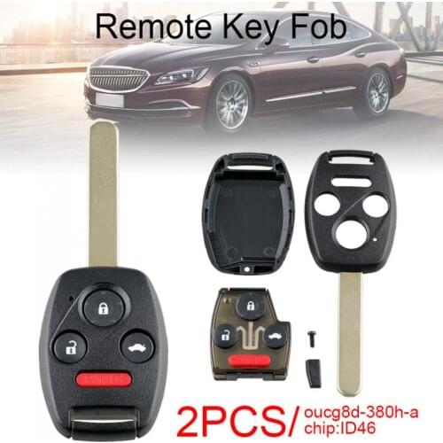 2pcs 3 + 1 Buttons Remote Key Fob with ID46 Chip OUCG8D-380H-A Fit for 2003 - 2007 Honda Accord