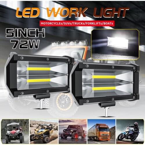 2Pcs LED Car Work Light 12V 24V 72W Work Fog Lamp For Offroad 4x4 Suv Atv Truck Fire Truck Agricultural Vehicle Searchlight
