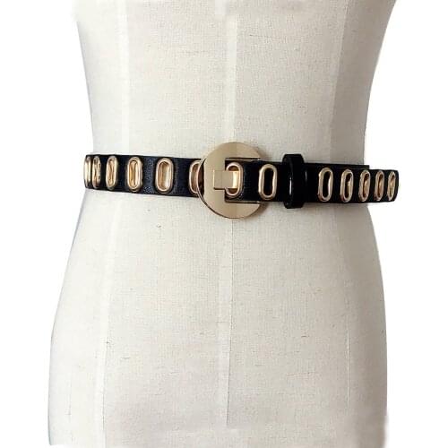 2019 fashion Punk Rivet Thin belt for ladies Quality Pu Leather Straps for Jeans Hip Hop waist belt