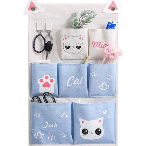 3/7 Pockets Wall Hanging Storage Bag Waterproof Cartoon Bedroom Sundries Pouch Drop shipping