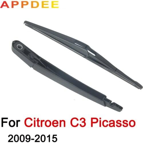 APPDEE Wiper 12" Rear Wiper Blade & Arm Set Kit For Citroen C3 Picasso 2009 - 2015 2014 Windshield Windscreen Rear Window