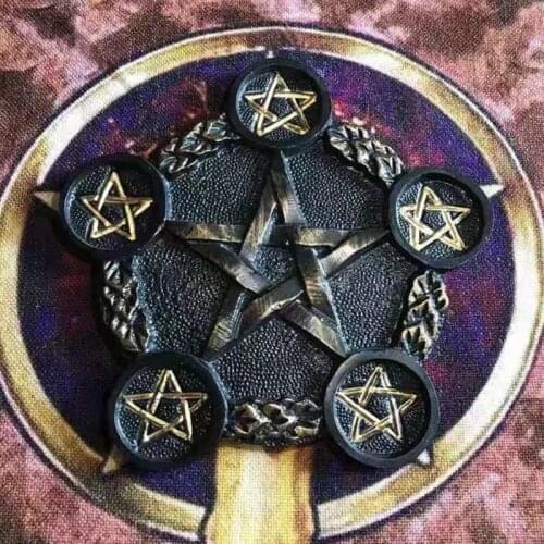 Astrology Pentacle Altar Candle Holder Epoxy Resin Mold Divination Magic Plate Candlestick Silicone Mould DIY Crafts Tool