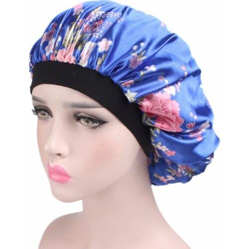 Unisex Adults Satin Hair cap Nightcap Wide-brimmed Floral Sleeping Cap shower cap silk bathing hats For bathroom For all seasons