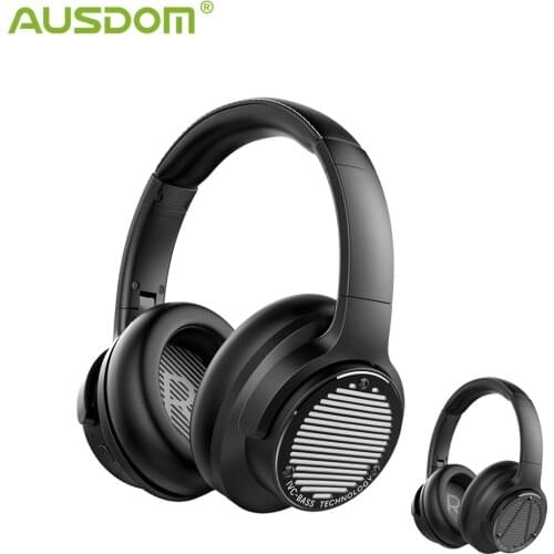 AUSDOM Wireless Bluetooth5.0 BASS ONE ANC Headset Deep Bass Headphone HiFi Party DJ Music Headphone sport for men women