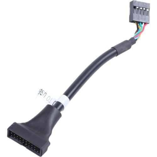 Black USB 2.0 9 Pin Female to USB 3.0 20 Pin Male Cable Adapter Connector