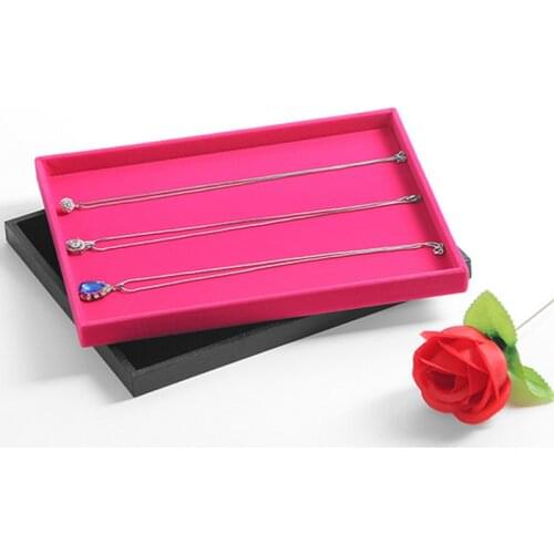 Black/Rose red Small Jewellery Necklace tray Jewelry Organizer Earrings Rings BraceletS Flat Empty Plate Jewelry Display Stand