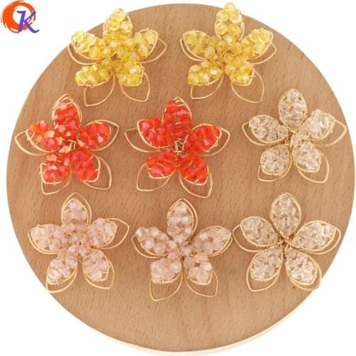 Cordial Design 40Pcs 28*28MM Crystal Charms/DIY Making/Flower Shape/Jewelry Accessories/Hand Made/Earring Findings/Decoration